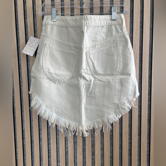 Free People We The Free Bailey Raw Hem Denim Frayed Mini Skirt - coconut- 24 - Picture 6 of 8